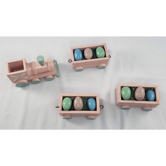Vintage Easter Egg Wooden Train Hand Painted Decorative - Picture 6 of 6